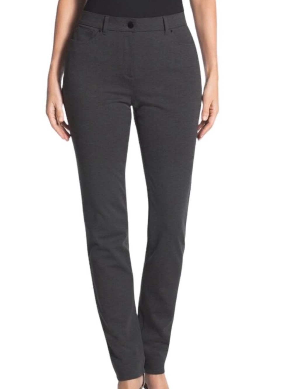 CHICO’S So Slimming 5 Pocket Ponte Pants Charcoal Gray Women’s Size 1 US 8